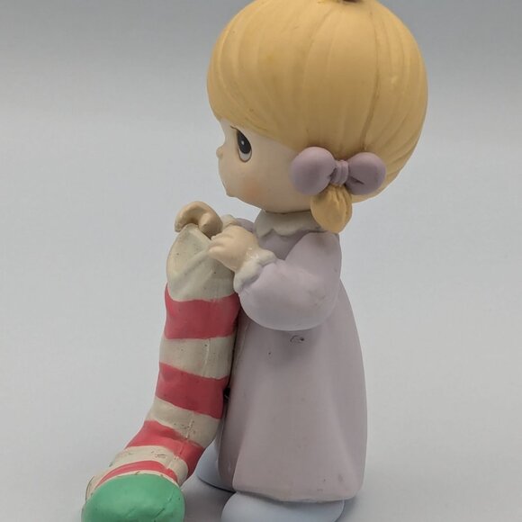 Precious Moments Girl Holding Stocking Figurine, 1995, Vintage - Picture 5 of 10